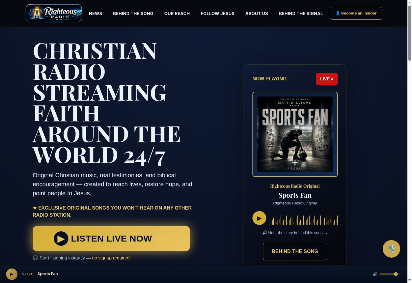 Righteous Radio — actual project screenshot